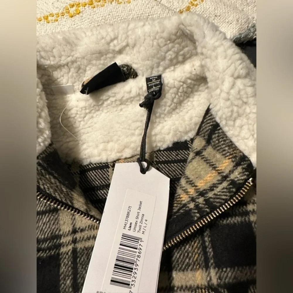WeSC Jacket American Liam Plaid Sherpa Shacket Zip Up Flannel New w Tags Size L - Picture 4 of 6